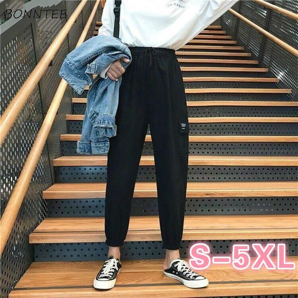 

casual jogger-pants women plus-size 5xl cargo loose bf high-waist straight trousers stylish street wear all-match chic women's pan pant, Black;white