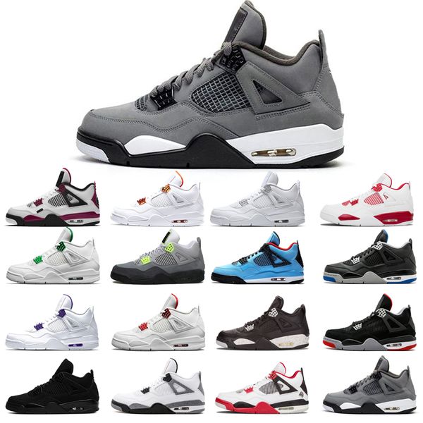 

man's basketball shoes 4s high cut black cat court purple university red neon bred alternate motorsport orange metallic white cement pi