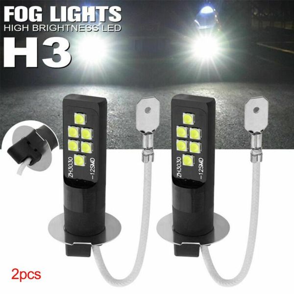 

car headlights led fog light bulb lights h3 universal high bright 2pcs