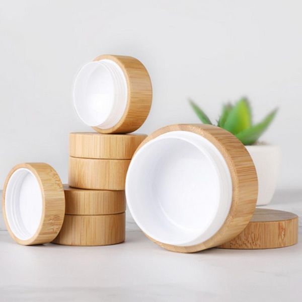 

natural bamboo refillable bottle 5/10/15/20 30/50ml cosmetics jar box makeup cream storage pot container round portable bottles & jars