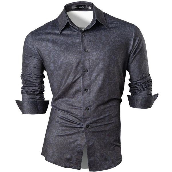

men's casual shirts sportrendy men dress fashion long sleeve slim fit stylish dark flower design shirt jzs006 navy us size -xxl, White;black