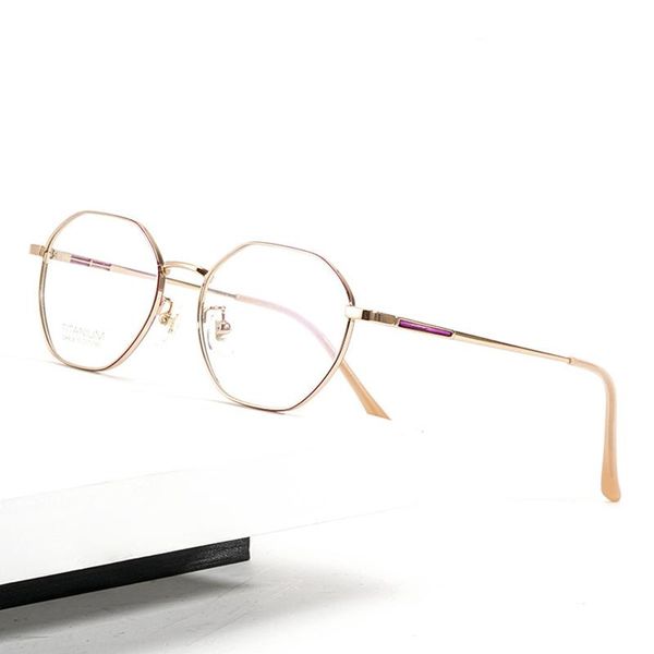 

fashion sunglasses frames 2021 titanium optical glasses frame women polygon myopia prescription eyeglasses men lady student luxury eyewear, Black