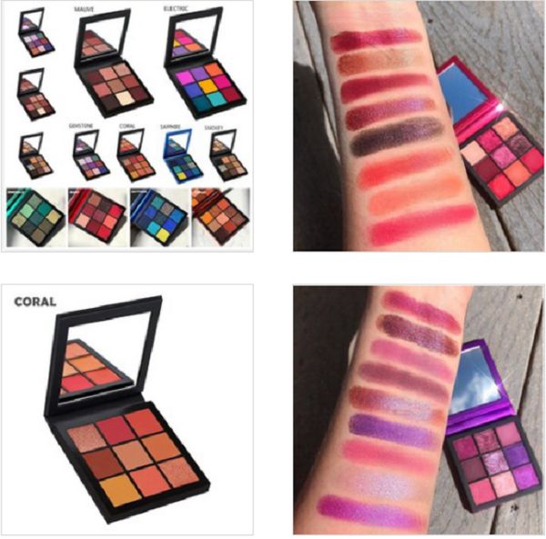 Schneller Versand Ins-Stil Neun Farben Glänzende Lidschattenfarbe Erdmetallische Farbe Tragbares Puder Perllicht Wasserdicht Süße Lidschatten-Palette Make-up-Set Rubintopas