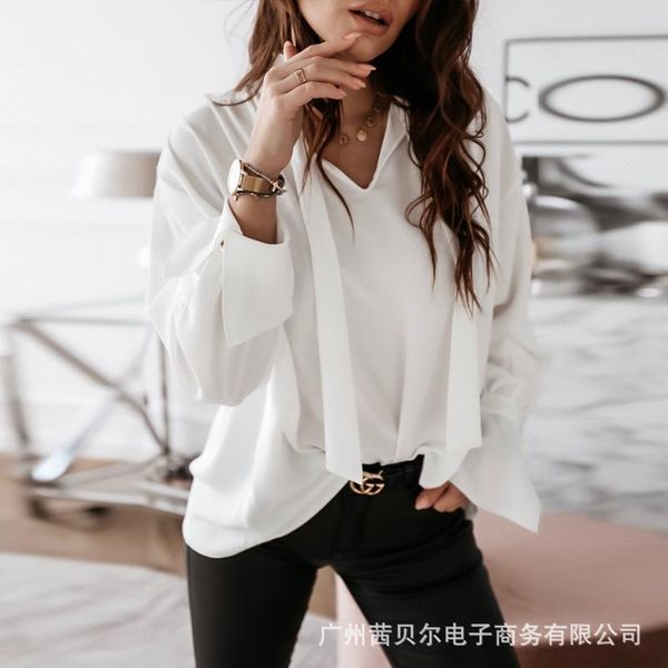 

women's blouses & shirts 2021 white tie casual shirt
