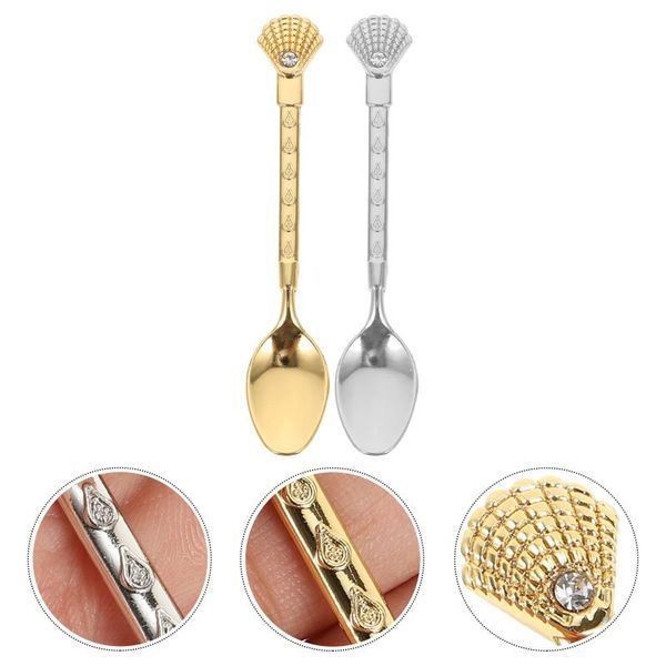 

spoons 2pcs dessert coffee stirring home tableware (assorted color)