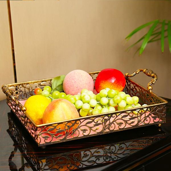 

kitchen storage & organization nordic luxury ironwork hollow retro tray fruit tea cup family box jewelry necklace display home decor