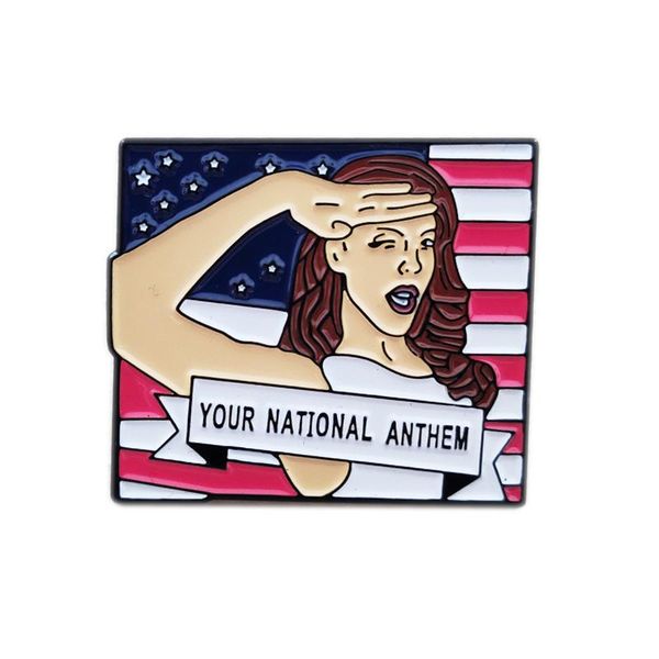 

pins, brooches you national anthem the of lana del rey beautiful singer american fashion enamel badge brooch, Gray