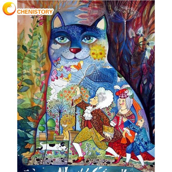 

paintings chenistory abstract cat diy paint by number handpainted acrylic oil pictures home decor coloring adult