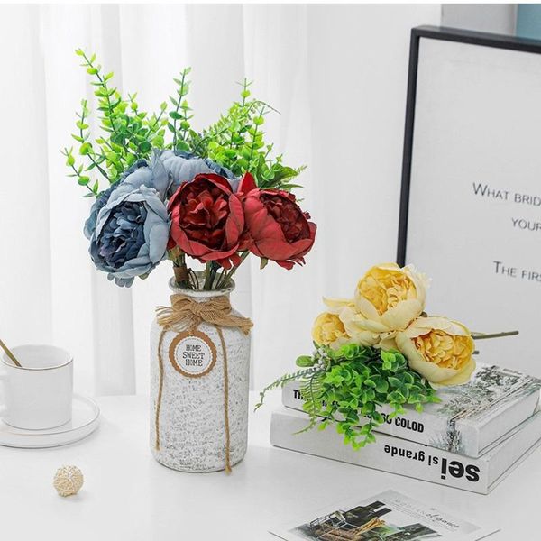 

decorative flowers & wreaths 3 38cm rayon pearl peony bridal bouquet wedding party decoration scrapbook diy flower