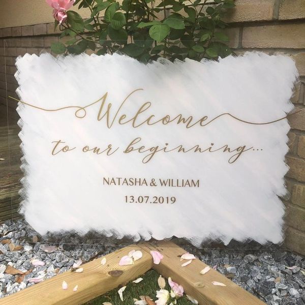 

party decoration perspex welcome wedding sign glass acrylic painted