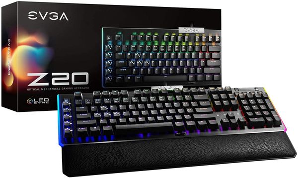 

evga z20 rgb gaming keyboard, rgb backlit led, wappable mechanical kaihl speed bronze switches (clicky), 822-w1-15us-kr