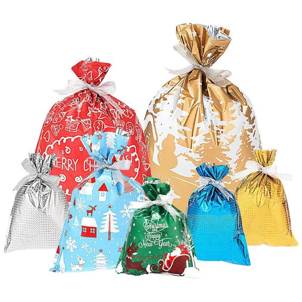 

gift wrap 7pcs christmas wrapping bags holiday treats goody with ribbons