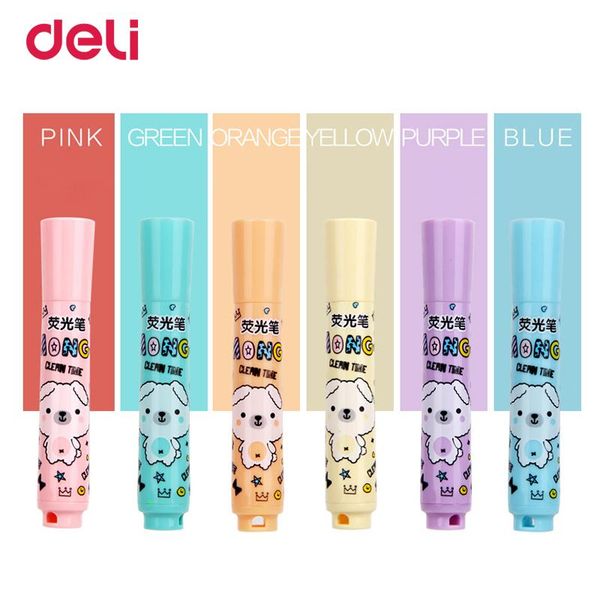 

highlighters deli markers 6pcs set colors quality cute pen with oil for student watercolor pens drawing school supplies, Black;red