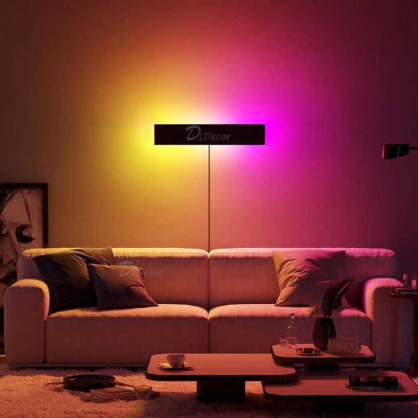 Nordic RGB LED Duvar Lambası Yatak Odası için, Ev Dekorasyon Duvar Işık Oturma Dinging Odası Renkli Kapalı Parti Aydınlatma Armatürleri 210724