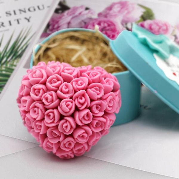 

lovely heart silicone soap mold flower rose diy form fondant making 3d handmade decorating mould drop glue craft tools