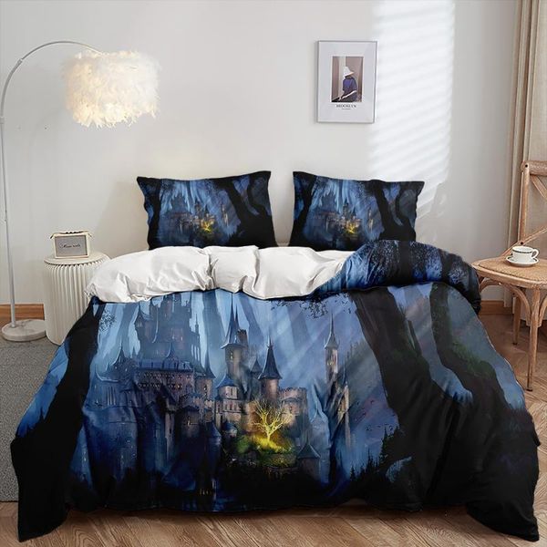 

bedding sets 3d print cartoon castle beding set custom fashion pillowcase duvet cover modern home bedroom decor  king single kids