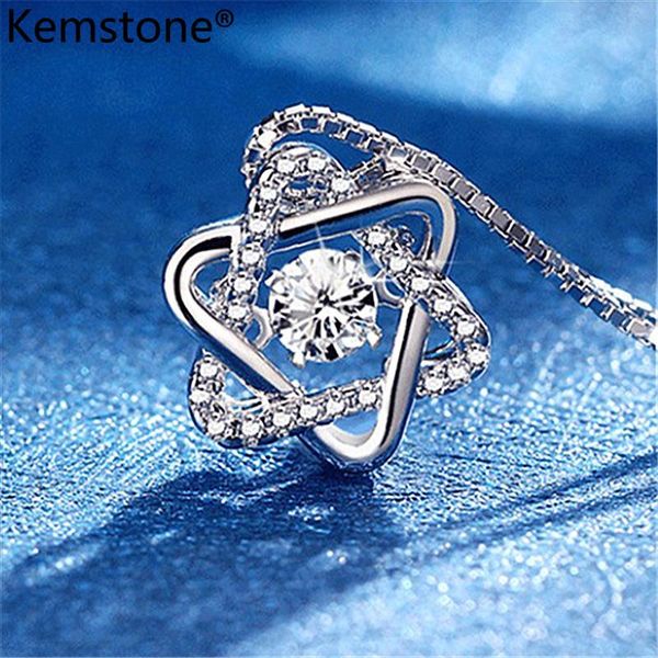 

pendant necklaces kemstone exquisite hollow-out star cubic zirconia copper silver plated necklace jewerly gift for women