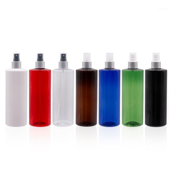 

storage bottles & jars 500ml refillable plastic pump bottle white clear black mist sprayer silver collar pet for cosmetics spray