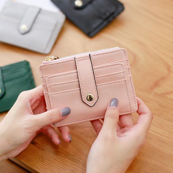 

wallets card bag women's multi position simple mini certificate small zero wallet, Red;black