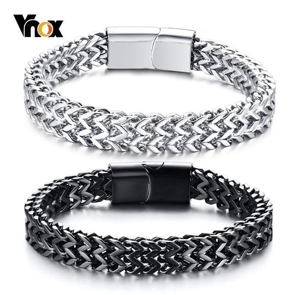 

link, chain vnox men's 8.5mm double wheat bracelets stainless steel high polished male pulseira jewelry 19/21cm, Black