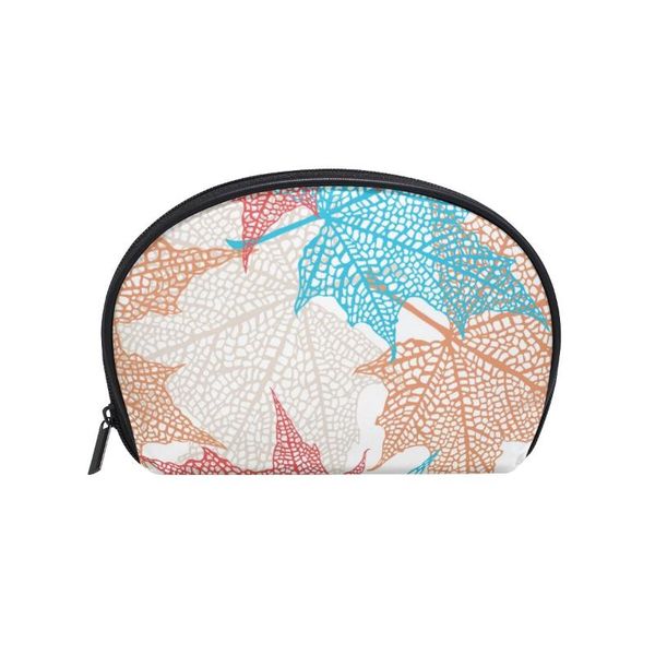 

fengju multifuncition shell cosmetic bag purse half moon hanging travel toiletry pouch for girls woman tree leaves bags & cases