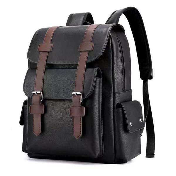 

backpack korean version of large capacity soft pu leather waterprof wearable men's lapbag fashion mens school