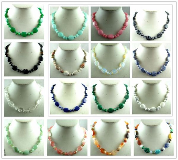 

pendant necklaces fashion natural pink quartz onyx opal tiger eye stone chains handmade gem jewellery necklace for women fine jewelry f21, Silver