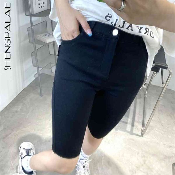 

black slim short jeans women's summer high waist thin elastic denim shorts female fashion 5e298 210427, White;black