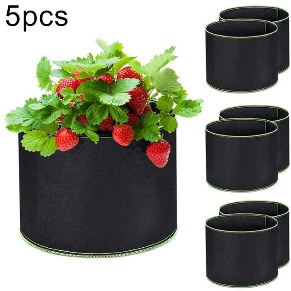 

5pcs non-woven fabric large capacity home garden flower seeds grow bag vegetable nursery pot planter diy plant accessories planters & pots