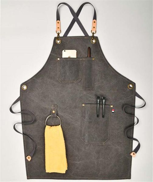 

aprons canvas bib apron bbq painter barista barber kitchen cooking