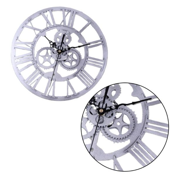 

wall clocks 1pc retro gear clock decorative industrial style clock(silver)