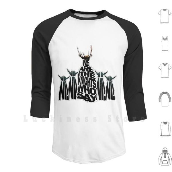 

the knights who say / spell ni hoodies long sleeve monty python holy grail knight cleese comedy shrubbery herring men's & sweatshirts, Black