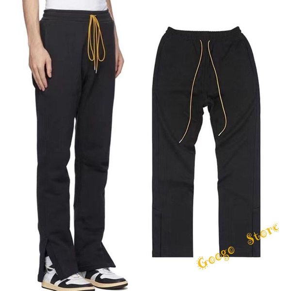 

men's pants 21fw hip-hop multiple pockets cargo men women 1:1 split legs slim fit tooling trousers jogger drawstring, Black