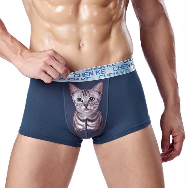 

meow star new modal men's boxer underwear fashion printed, Black;white