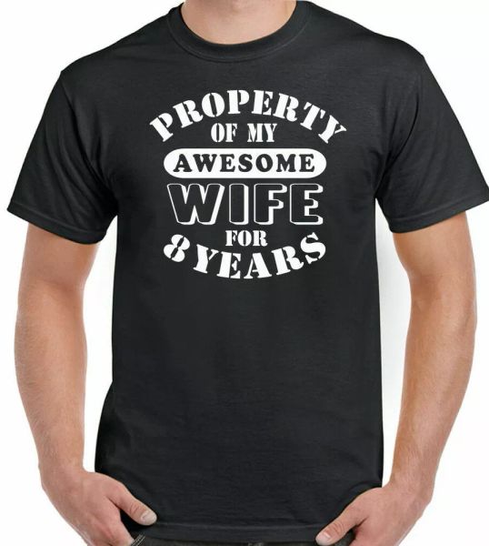

wedding anniversary 8th shirt man my amazing wife funny gift 8, White;black