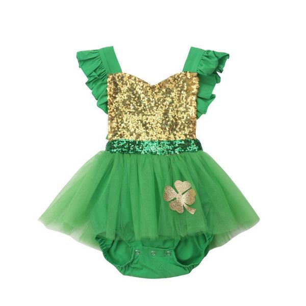 

girl's dresses 2021 toddler baby girl bodysuit dress party princess kid outfit infant sequin ruffles tulle jumpsuit children clothes, Red;yellow