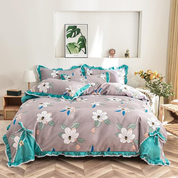 

bedding sets elka simple korean version of small floral four-piece double bed lace sheet duvet cover oceania