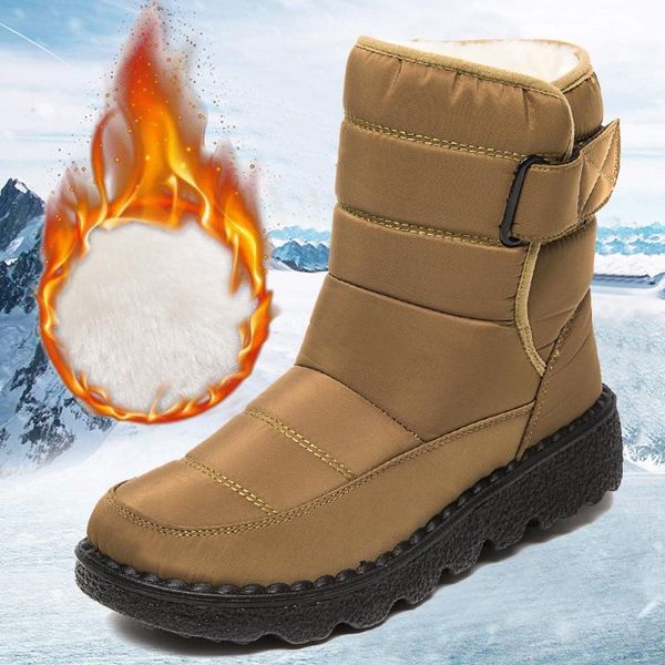 

boots winter women shoes fur plush warm snow women's casual comfort female waterproof ladies plus size, Black