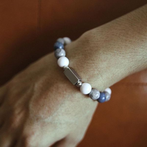 

beaded, strands 10mm natural stone beads bracelet men's couple women homme men friendship jewelry drop, Black