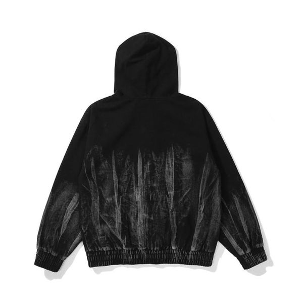 

men's jackets 2021 skeleton embroidery vintage tie dyed denim jacket ins dark high street fashion brand loose hooded top, Black;brown