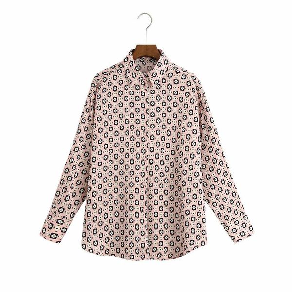 

women's blouses & shirts kumsvag 2021 summer women loose long sleeve geometry print female fashion street shirt smock clothing, White