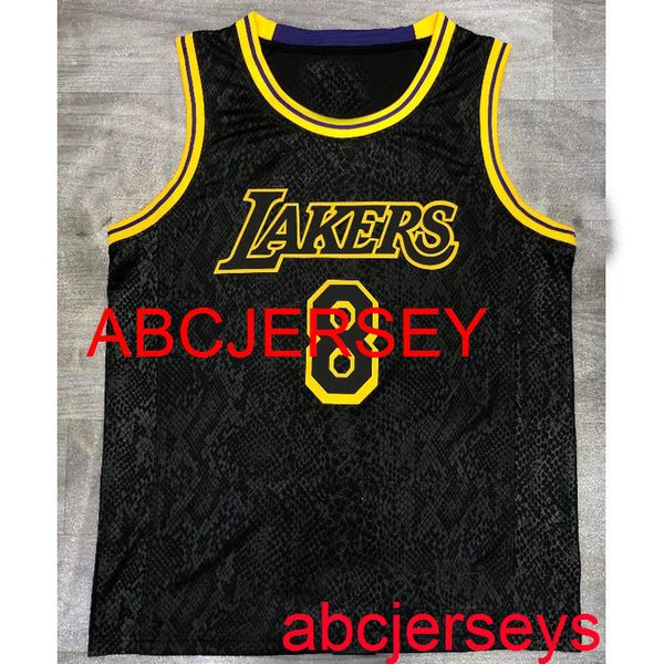 

men's 8# bryant 2020 black snake print basketball jersey s,m,l,xl, vest
