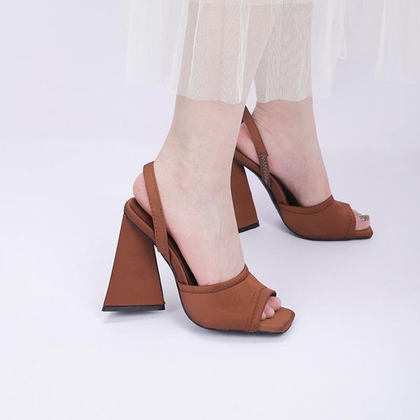 

sandals silk leather for women platforms peep toe high heels pumps 2021 summer est wedding office shoes woman, Black