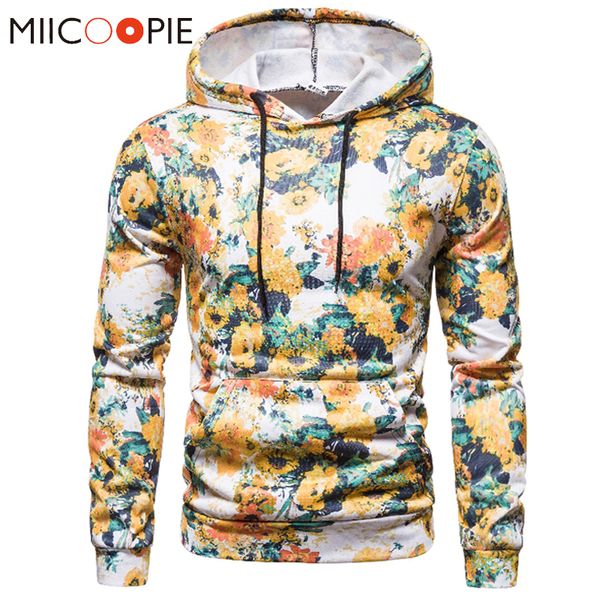 

korean fashion mens hoodies casual floral printed pullover sweatshirt tracksuits man women streetwear clothes kg-100, Black