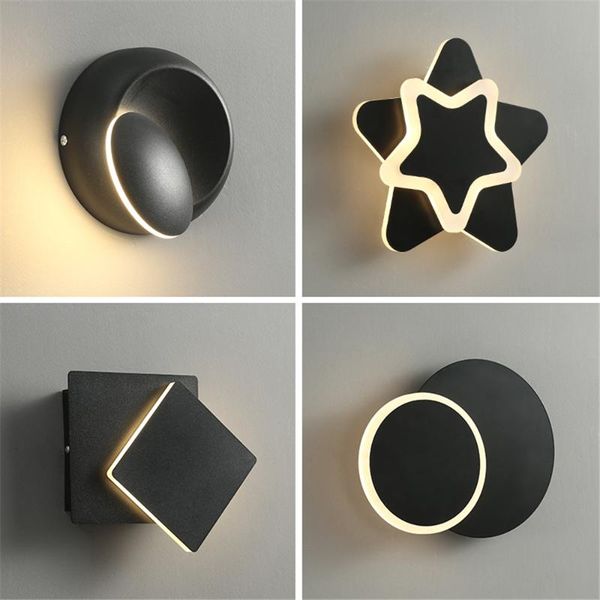 

wall lamp modern indoor led bedroom bedside light black white aisle corridor aluminum sconce acrylic luminaire