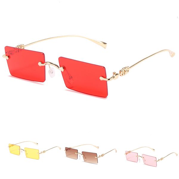 

sunglasses brand design fashion square rimless small for women classic luxury outdoor sports driving metal uv400 sun glasses, White;black