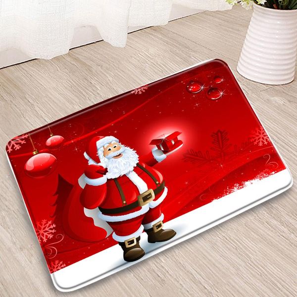 

bath mats non-slip bathroom christmas decor santa claus homehold doorway floor mat bedroom kitchen flannel absorbent carpets washable