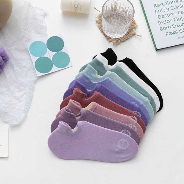 

spring and summer women's socks thin cotton low boat light mouth candy heel silicone invisible, Black