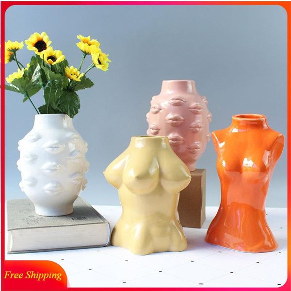 

vases body design vase nude female art sculpture creative dried flower home decor lips ornaments decore