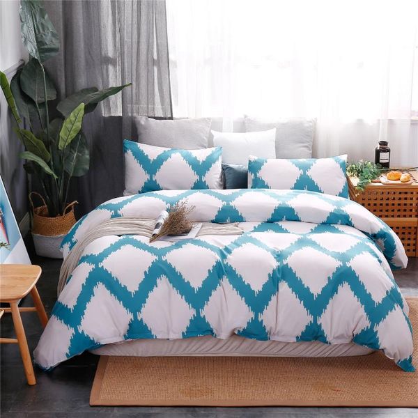 

bedding sets nordic 3pcs quilt cover white blue stripe wave gradient pillow case single twin king fashion style soft and breathable oceania